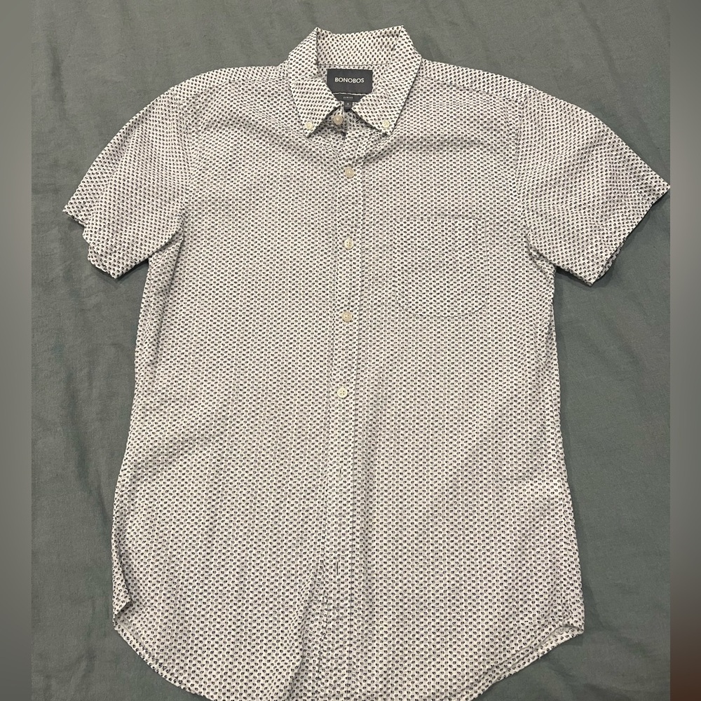 Bonobos Men's Seersucker Short Sleeve Button Down Dog Paw Pattern Shirt